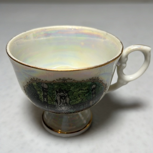 Vintage 70's Hearst Castle Pedestal Tea Cup & Saucer Set Gold Trim Made Japan - Picture 3 of 10